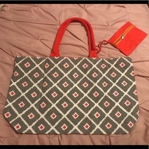 Grey and orange tote